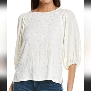 Vince Camuto 3/4 Sleeve Top Cream Gauze-like material with gold accent Small